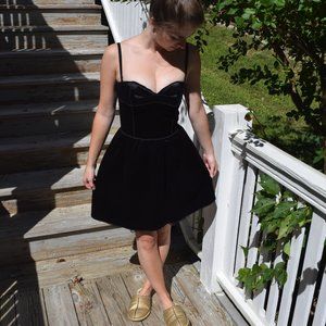 D&G, Dolce & Gabanna black velvet and satin dress